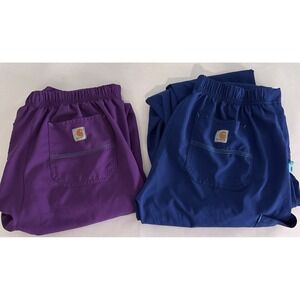 Carhartt Force Scrub Pants Purple/ Blue Women's Size Medium Tall Lot of two